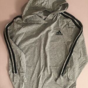 Adidas Heather Gray Hoodie with Black Accents